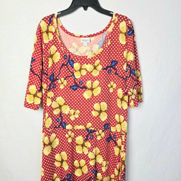 LuLaRoe Bright Floral Maxi Dress Red Size M - Picture 2 of 4